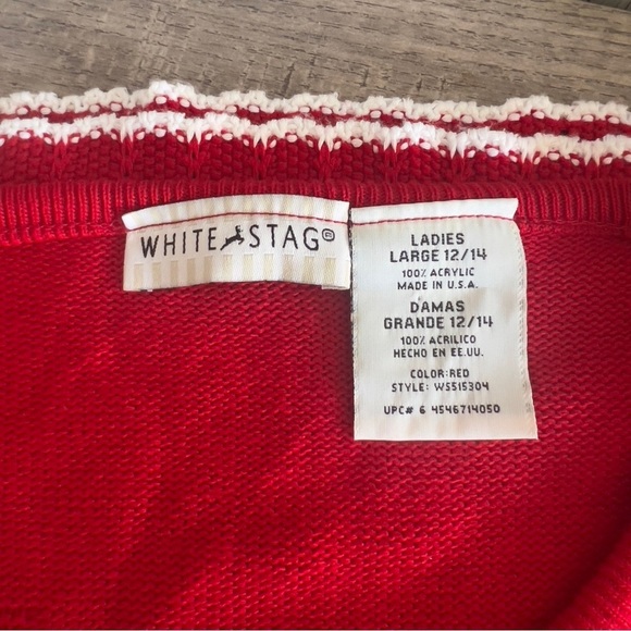 Vintage White Stag Patriotic Star Print Red Sleeveless Top Large - Picture 4 of 4